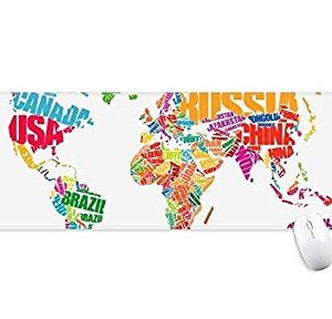 3CTOP Alfombrilla de ratón con mapa del mundo extendido, impermeable, multifuncional, tamaño XL, diseño de rayas blancas…